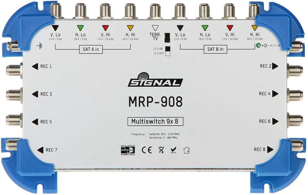 Signal MRP-908 multiswitch'as su 9 įėjimais ir 8 išėjimais