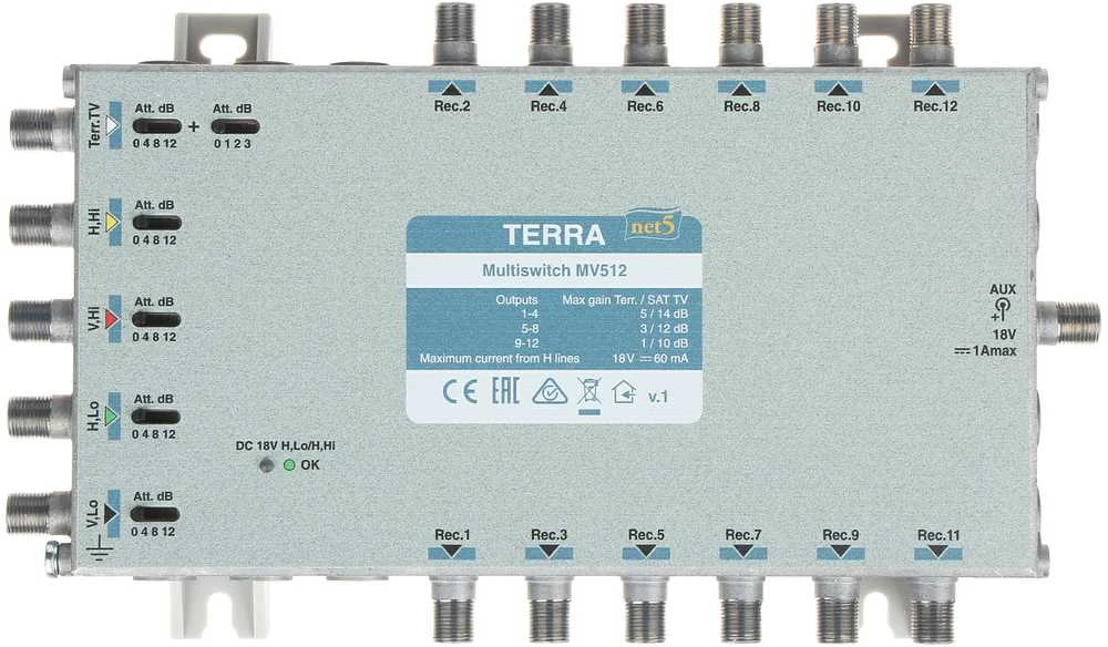Terra MULTISWITCH MV-512 5 ĮĖJIMAI / 12 IŠĖJIMAI TERRA