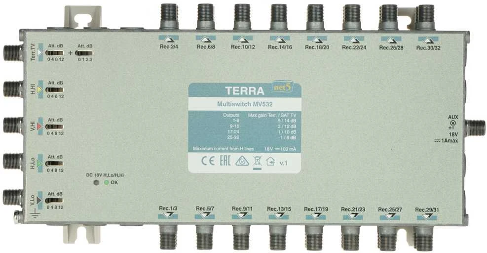 Terra MULTISWITCH MV-532 5 ĮĖJIMAI / 32 IŠĖJIMAI TERRA