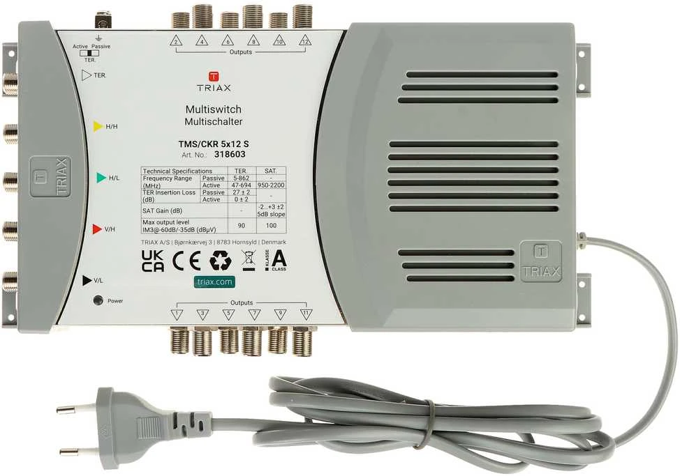 Triax MULTISWITCH TMS-5/12S 5 ĮVESTYS / 12 IŠĖJIMŲ TRIAX