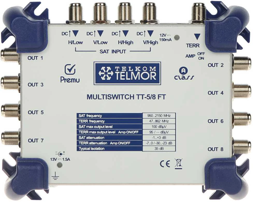 Triax MULTISWITCH TT-5/8-FT-PREMU 5 ĮVESTYS / 8 IŠĖJIMAI TELMOR