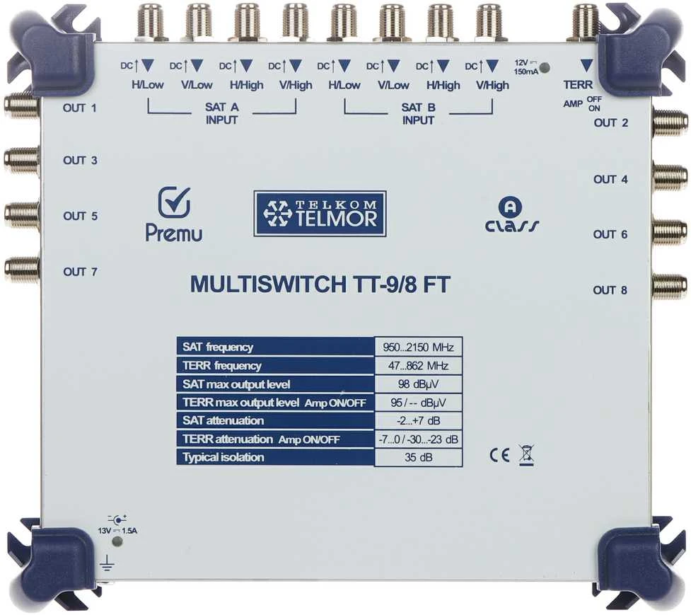 Podspeakers MULTISWITCH TT-9/8-FT-PREMU 9 ĮĖJIMAI / 8 IŠĖJIMAI PREMU TELMOR