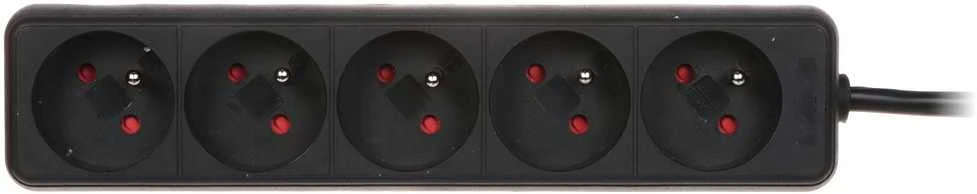 98-571# Pr-570p 5 lizdų ilgintuvas su įžeminimu 1,5 m, juodas, 3x1,5 mm, pakuotė