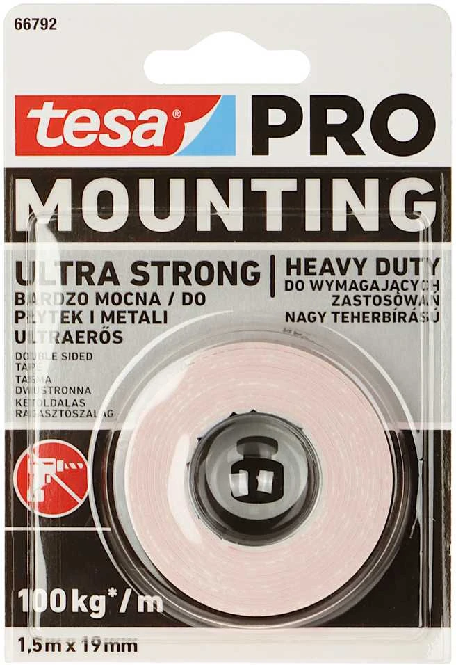 Lipni dvipusė juosta lauko/vidaus darbams TESA ULTRA STRONG 1.5 m x 19mm 55791-00003-01