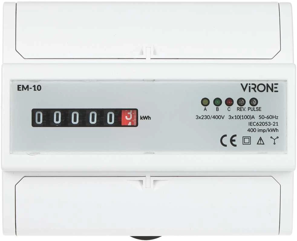 Orno Trifazis analoginis elektros energijos suvartojimo indikatorius, 100A, 7 moduliai, DIN TH-35mm