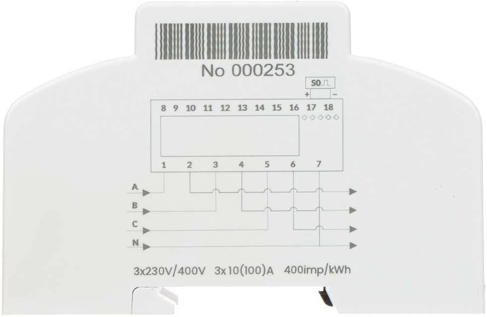 Orno Trifazis analoginis elektros energijos suvartojimo indikatorius, 100A, 7 moduliai, DIN TH-35mm