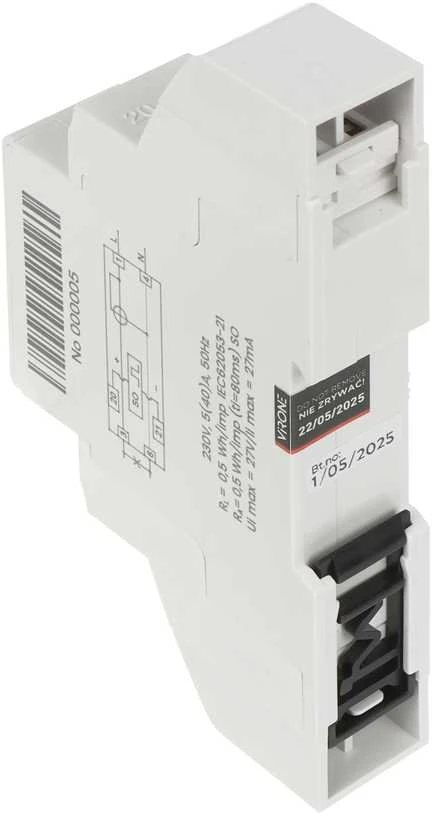 1 Fazowy 1 fazės analoginis elektros energijos suvartojimo indikatorius, 40A, 1 modulis, DIN TH-35mm