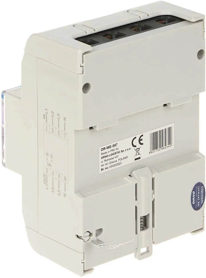 ORNO 3 FAZIŲ ELEKTROS RODIKLIS, 120A, 5 MODULIAI, DIN TH-35MM, PAPILDOMAS MYGTUKAS