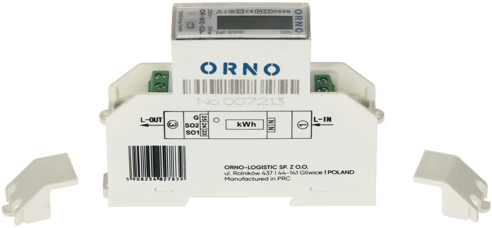 Orno 1 Fazowy 1 fazės elektros skaitiklis, 100A, MID, 1 modulis, DIN TH-35mm, PV