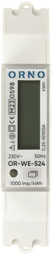 Orno 1 Fazowy 1 fazės elektros skaitiklis, 100A, MID, 1 modulis, DIN TH-35mm, PV