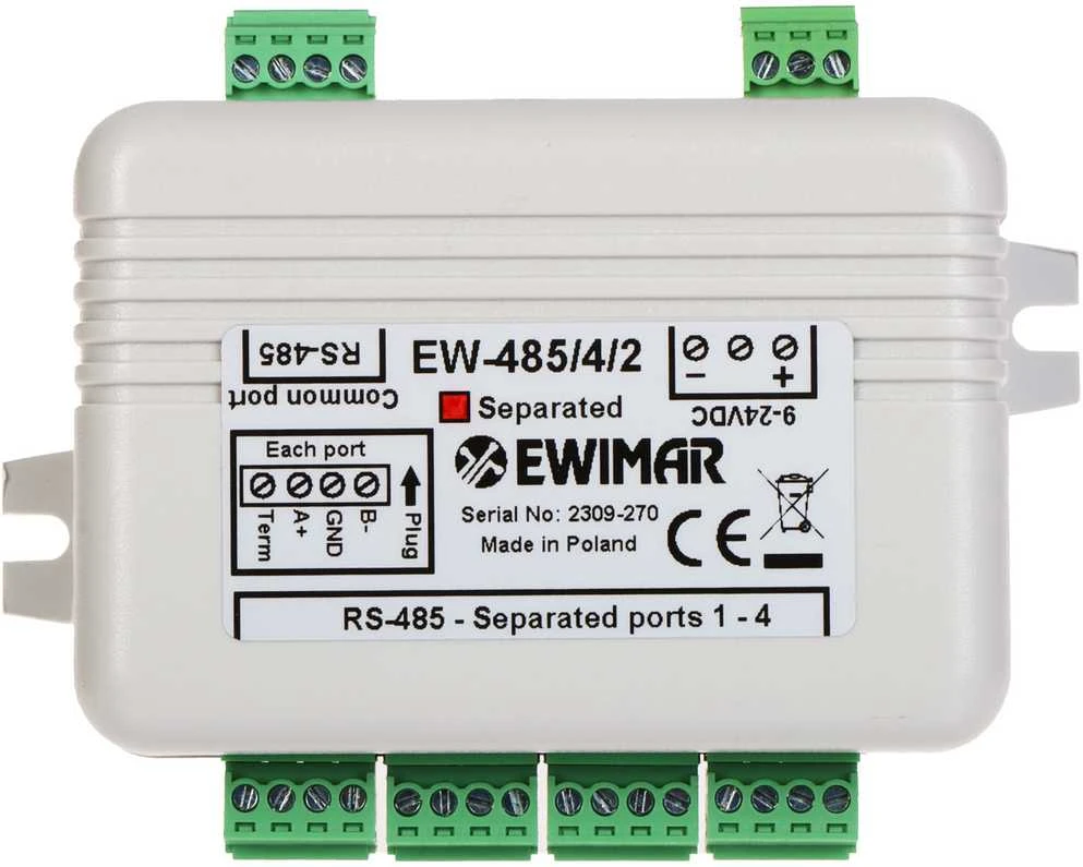 Ewimar DYSTRYBUTOR MAGISTRALI RS-485 EW-485/4/2/SO Z SEPARACJĄ OPTYCZNĄ