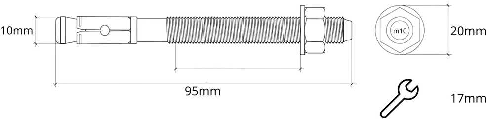 Klimas Varžtas Wkret-Met LE-ZN, 10×95 mm, 4 vnt.
