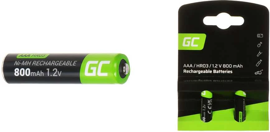 Green Cell Žalias Cell Įkraunama Baterija - Žalias Cell GR08 AAA NiMH 800mAh 2-vnt.