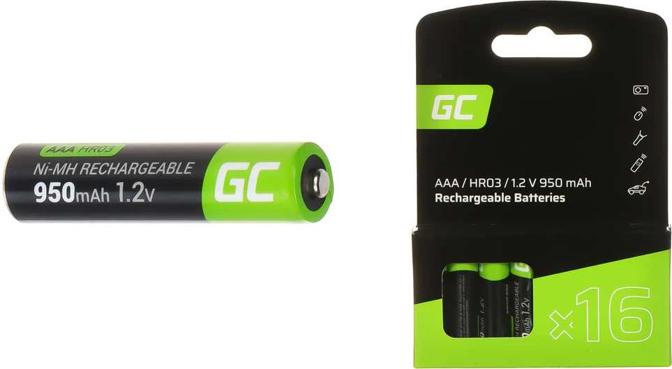 Nezatříděno 16 kartų įkraunamos baterijos AAA R3 950 mAh Ni-MH žalios spalvos elementų įkraunamos baterijos