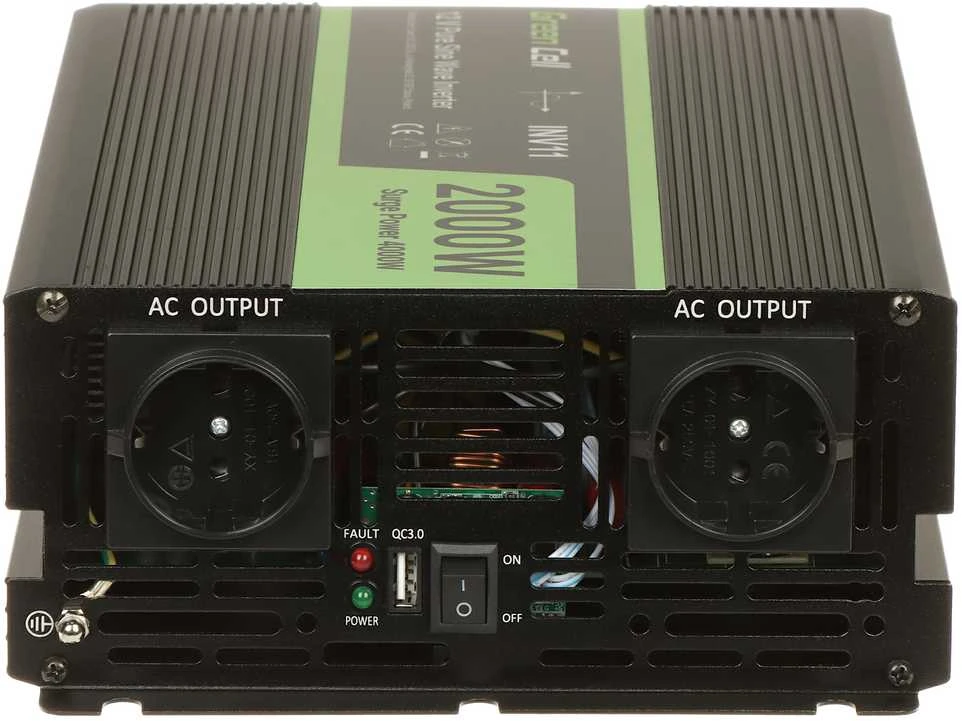 Green Cell Žalias Cell Inverteris 12V/230V 2000W/4000W Sinusinė išėjimo įtampa Žalias Cell