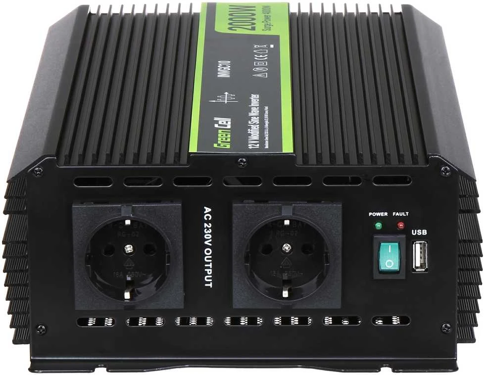 Green Cell Žalias Cell Žalias Cell PRO automobilio maitinimo inverteris 12V į 230V 2000W/4000W modifikuota sinusinė banga