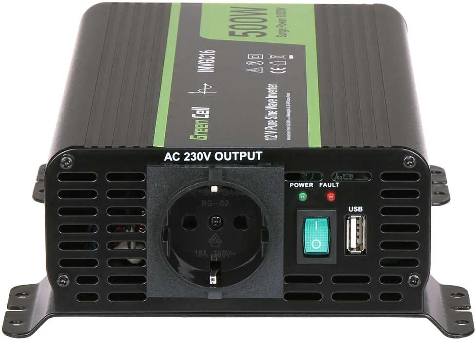 Green Cell Žalias Cell Inverteris Žalias Cell PRO 12V 230V 500W/1000W sinusinė išėjimo įtampa