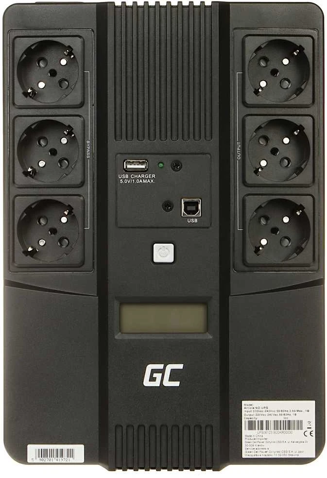 Green Cell Žalias Cell GREENCELL UPS06 UPS Žalias Cell AiO su LCD 600VA