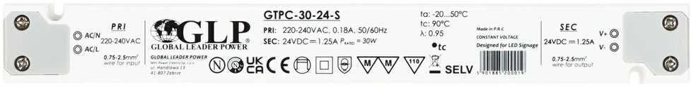 Mpl Power 30W LED Maitinimo šaltinis GTPC SLIM, 24V, IP20