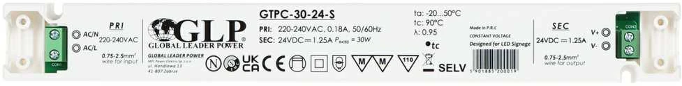 Mpl Power 30W LED Maitinimo šaltinis GTPC SLIM, 24V, IP20