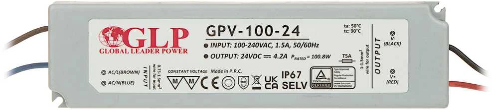 TST 100W LED Maitinimo šaltinis GLP 24V IP67