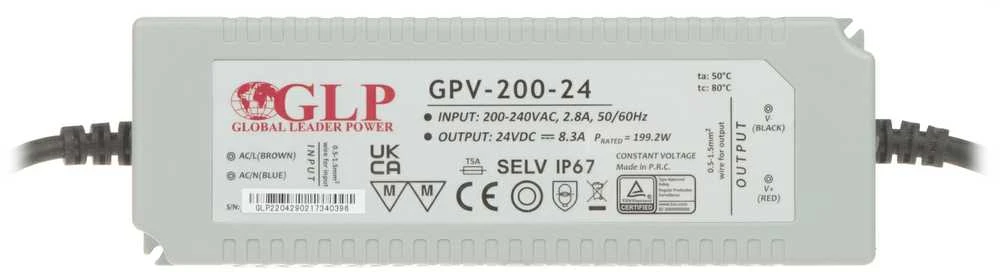GLP 200W LED Maitinimo šaltinis GPV 24V IP67
