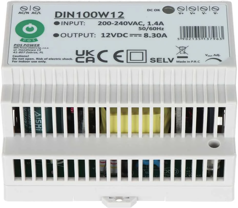 Mpl Power 100W LED Maitinimo šaltinis POS DIN100W12