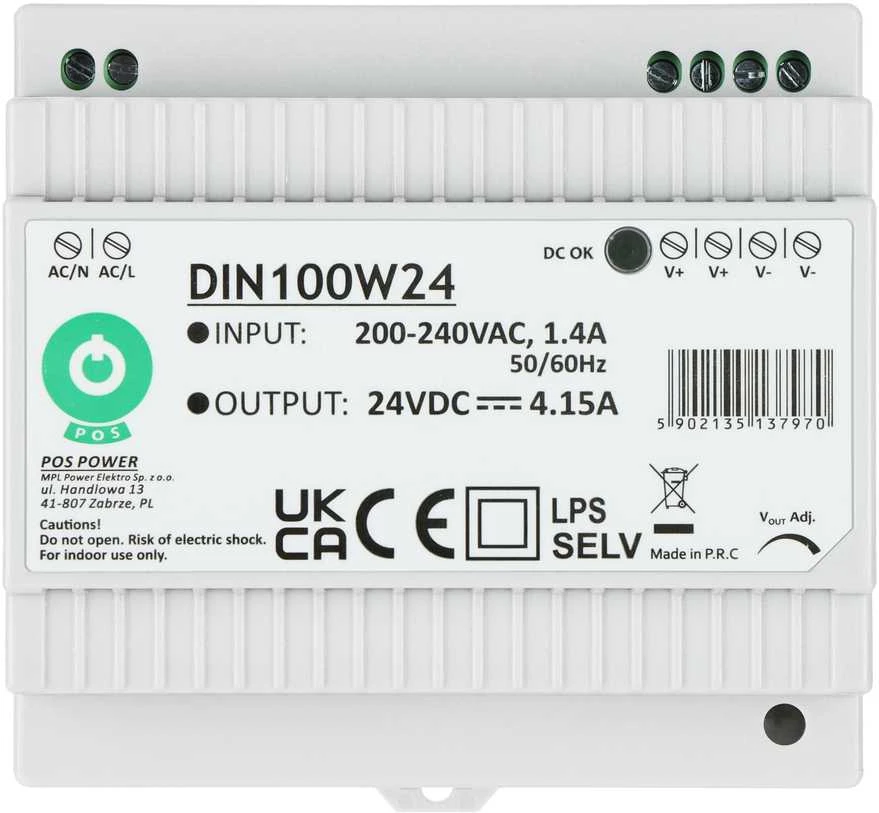 Mojeledy Oem Maitinimo šaltinis DIN100W24 montuojamas ant DIN bėgelio 24V 4.15A 100W
