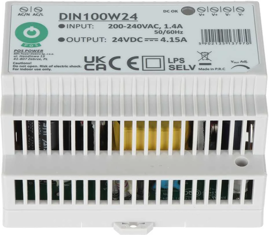 Mojeledy Oem Maitinimo šaltinis DIN100W24 montuojamas ant DIN bėgelio 24V 4.15A 100W