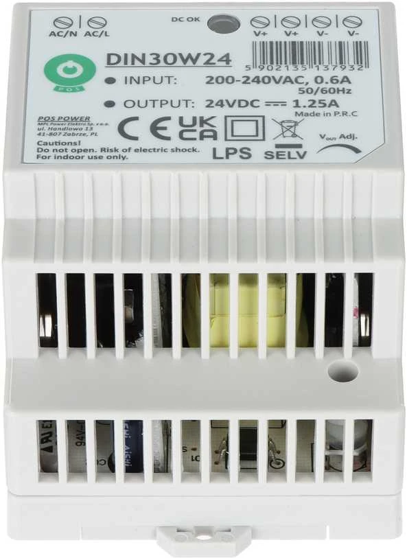 Oem Maitinimo šaltinis DIN30W24 tvirtinamas ant DIN bėgio 24V 1.25A 30W