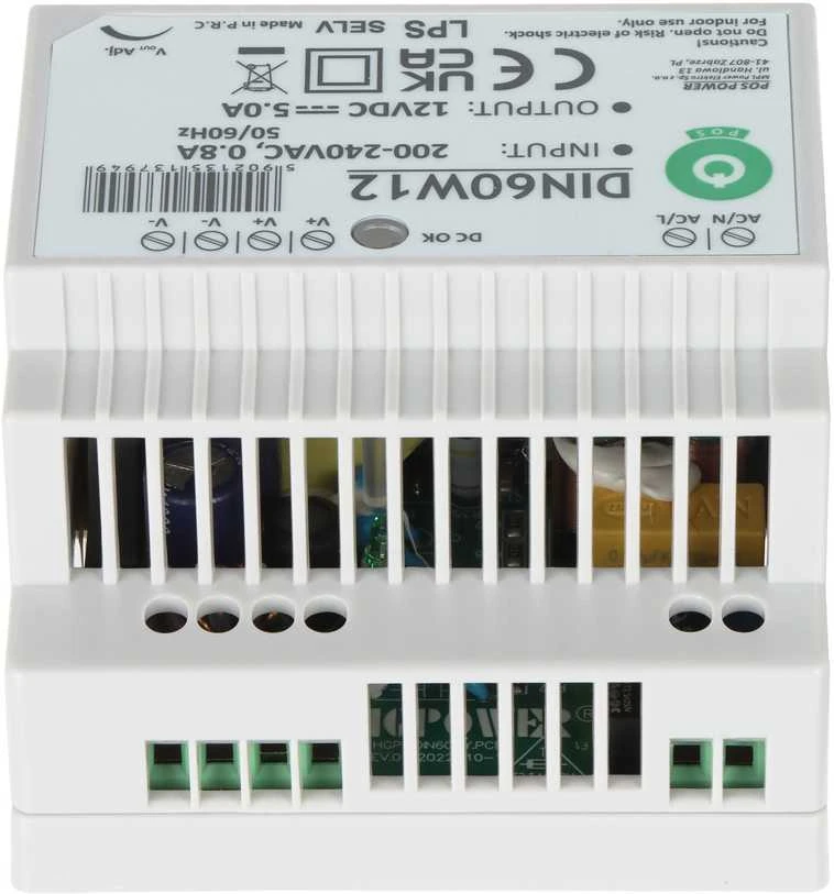 Mpl Power Oem Maitinimo šaltinis DIN60W12 montuojamas ant DIN bėgio 12V 5A 60W