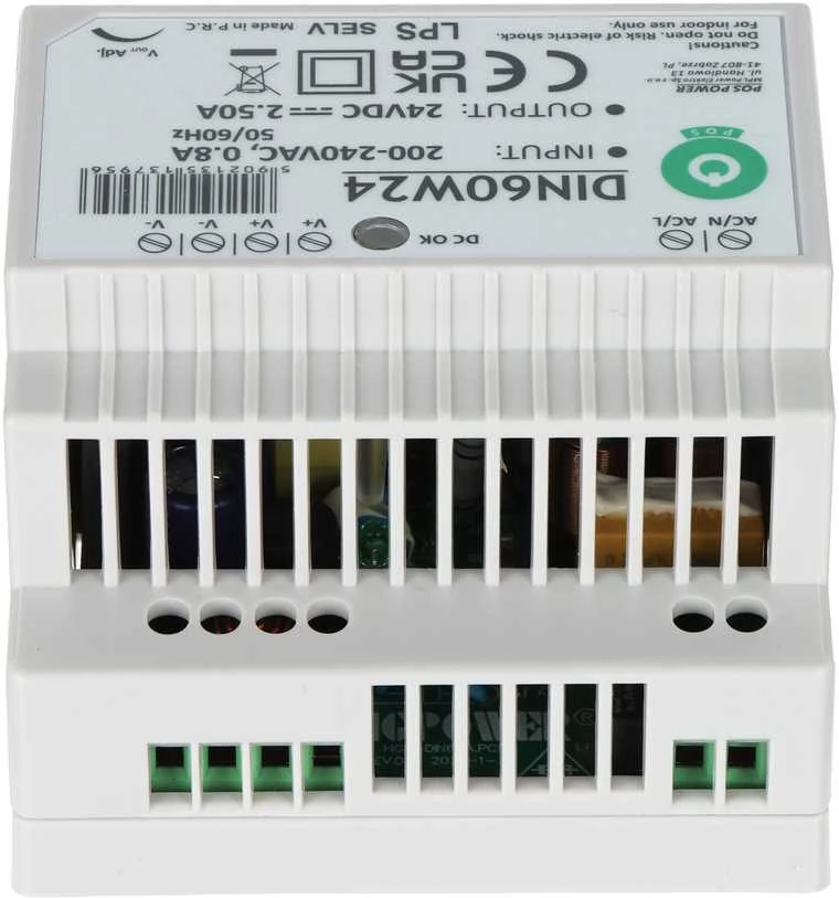 Mpl Power Elektro Oem Maitinimo šaltinis DIN60W24 montuojamas ant DIN bėgio 24V 2.5A 60W