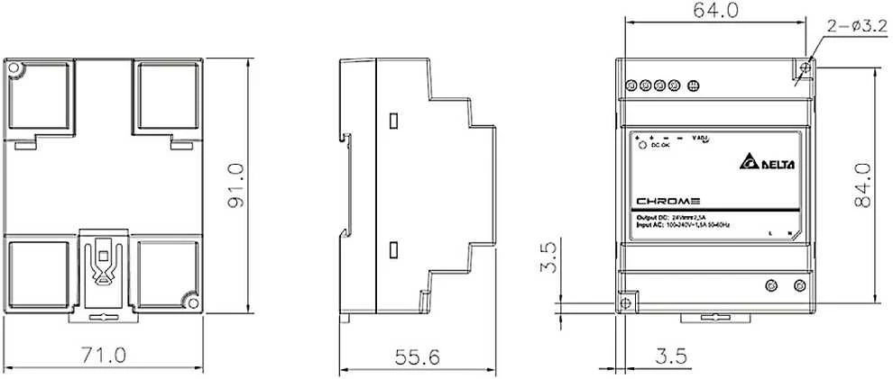Delta Electronics IMPULSINIS MAITINTUVAS DRC-24V60W-1AZ