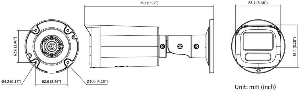 Hikvision Bullet DS-2CD1643G2-LIZU F2.8-12 (balta, 4 MP, 50 m. IR)