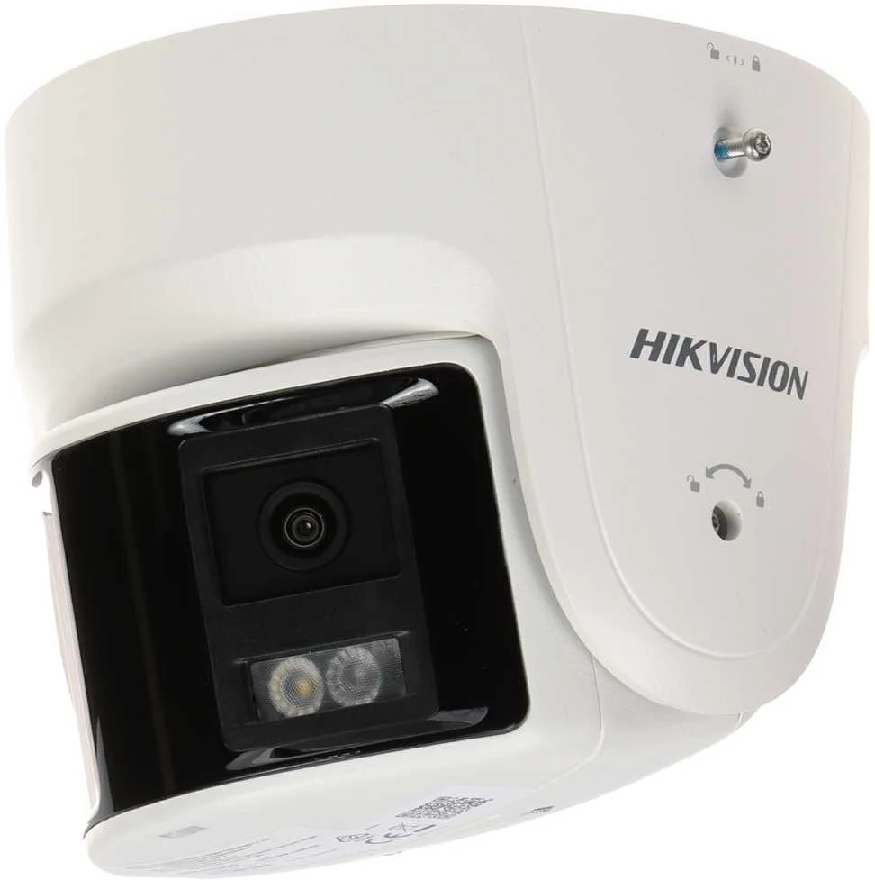 „Hikvision“ kupolinė kamera DS-2CD2346G2P-ISU/SL(C) F2.8 (balta, 4 MP, 30 m. IR, „AcuSense“, panoraminė 180°)