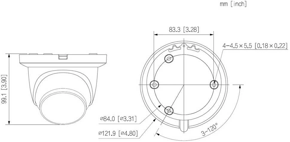 „Dahua Technology Co“ IP kamera. 6MP 1/2,7 colio CMOS, 2,8 mm. 112° F1,6, 20 kadrų per sekundę, IR+LED 30 m., WDR, IVS, IP67, mikrofonas.