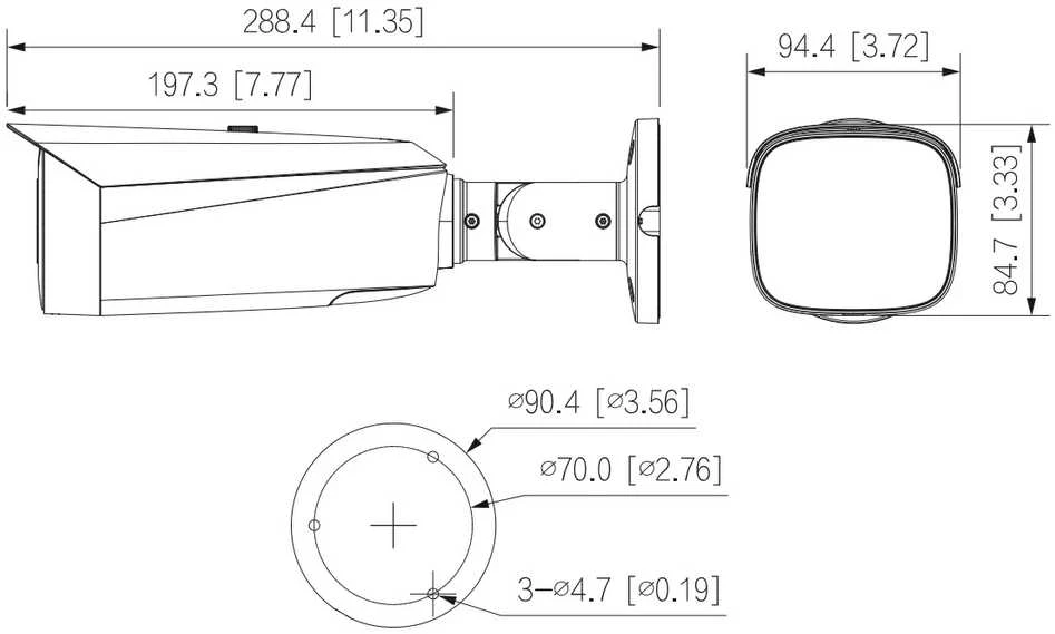 Dahua Technology FULL IP kamera HFW3849T1-AS-PV-S4 3.6 mm. 8MP spalvota. IR LED apšvietimas iki 30 m. SMD, IVS.