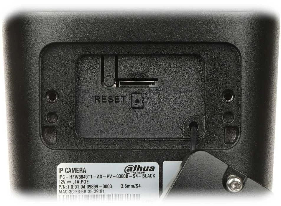 Dahua Technology FULL IP kamera HFW3849T1-AS-PV-S4 3.6 mm. 8MP spalvota. IR LED apšvietimas iki 30 m. SMD, IVS.