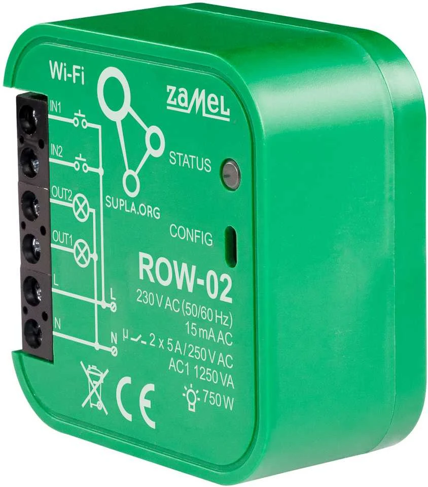 Zamel Supla ROW-02 - 2x relė 230V Wifi - Android/iOS programėlė