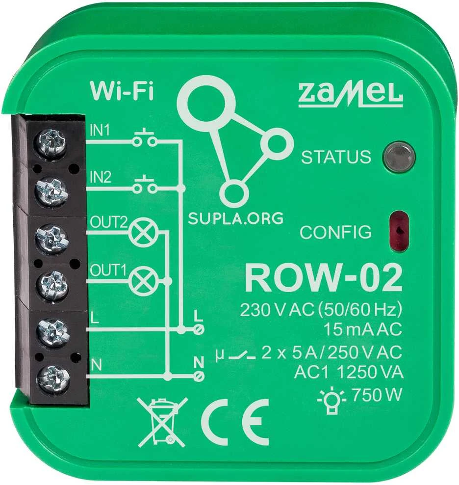 Zamel Supla ROW-02 - 2x relė 230V Wifi - Android/iOS programėlė