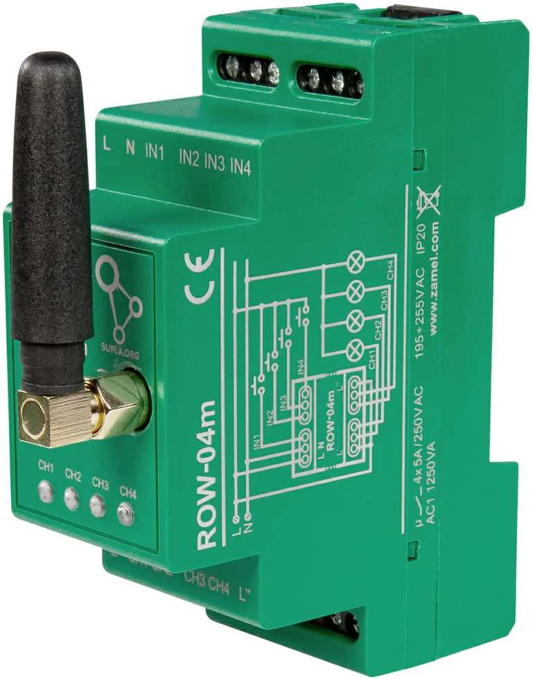 Zamel Supla ROW-04M 4x230V modulinis WiFi valdiklis