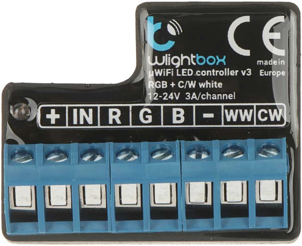 BL2 BLEBOX wLightBox v3 WiFi įvesties/išvesties modulis, 1 dvejetainis įvestis, 1 RGBW/CCT LED išvestis