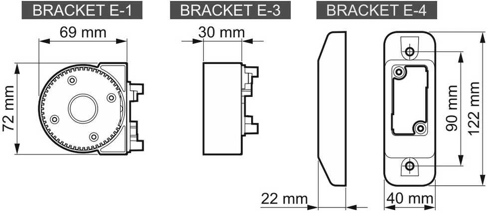 JUDĖJIMO JUTIKLIŲ RUTULINĖS RANKENOS MODULIS BRACKET-E-5 SATEL