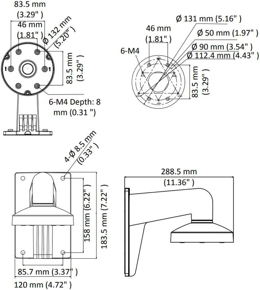 Sieninis laikiklis Hikvision DS-1273ZJ-130-TRL (JUODA)