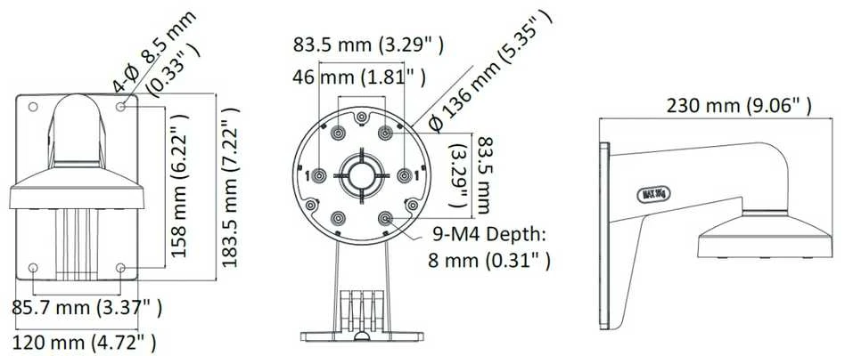 Hikvision kronšteinas DS-1473ZJ-135 juodas