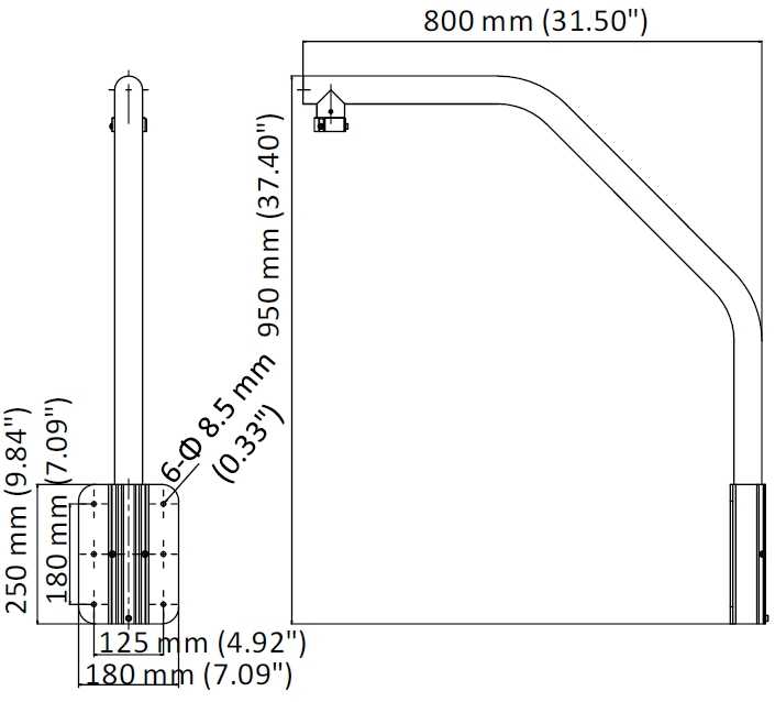 Hikvision kronšteinas DS-1660ZJ kamerai sieninis, lenktas