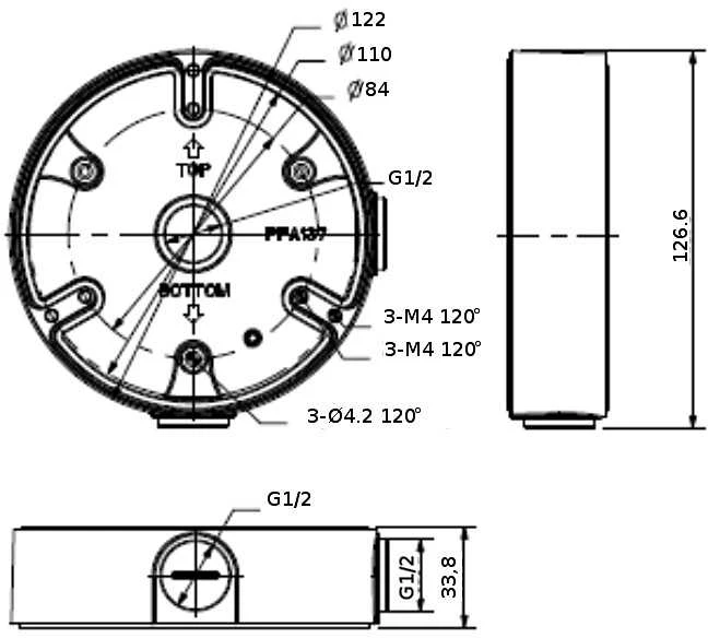 Dahua Papildoma montavimo bazė laidams PFA137-B juoda