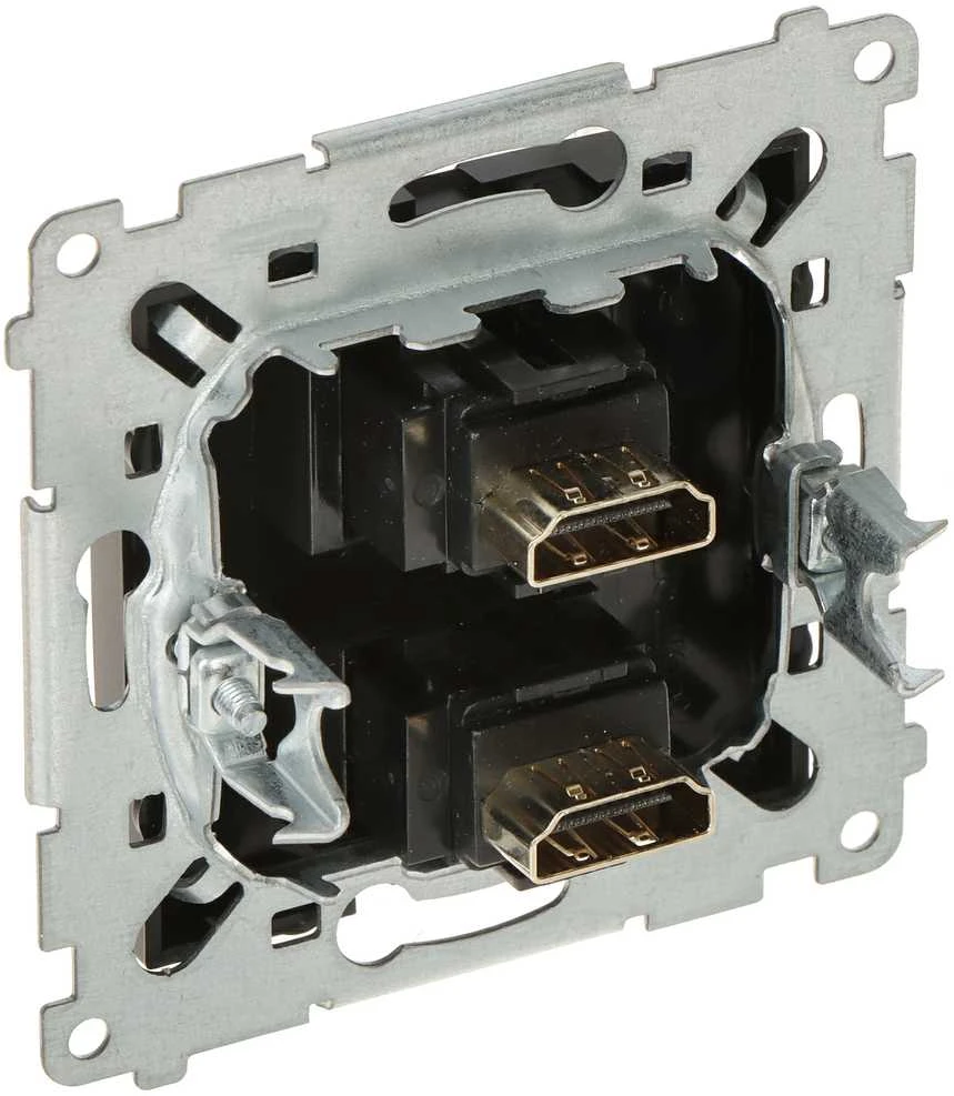 Dvigubas HDMI lizdas su metaliniu tvirtinimo rėmeliu