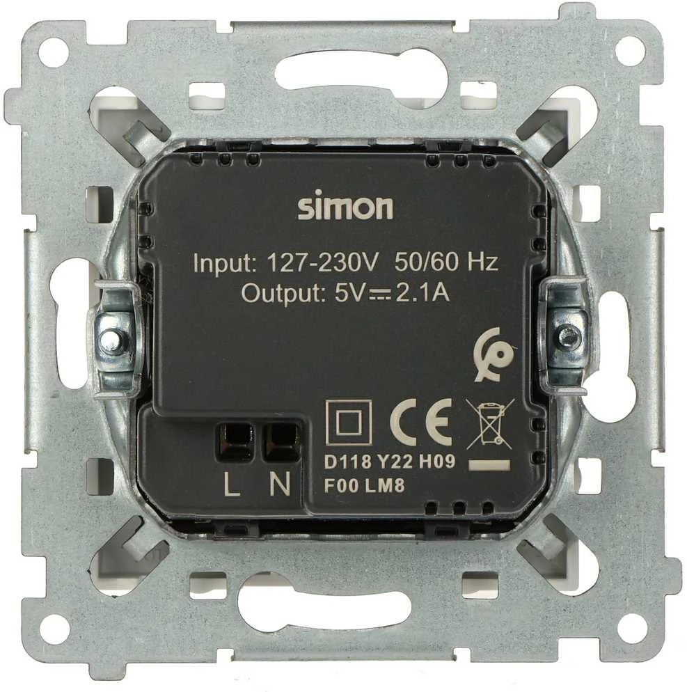 Kontak Simon MAITINIMO LIZDAS DC2USB.01/11-SIMON54 Premium USB 5 V DC / 2.1 A