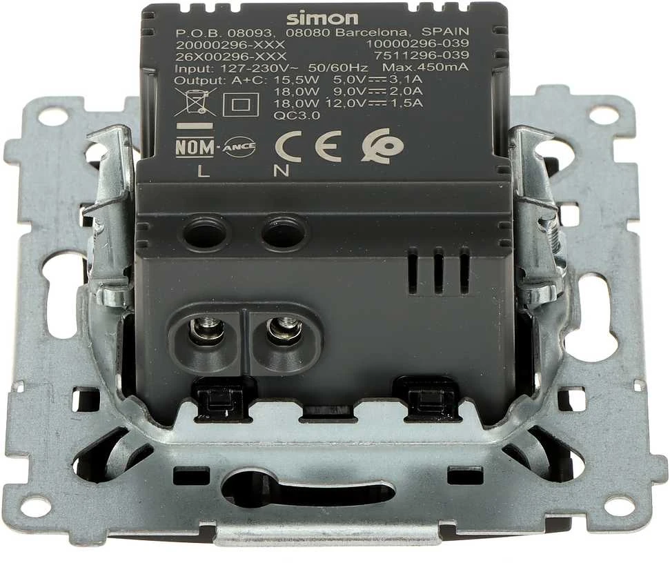 Kontakt Simon MAITINIMO LIZDAS DEC2CA.01/49-SIMON54 Premium USB 5 V DC / 3.1 A